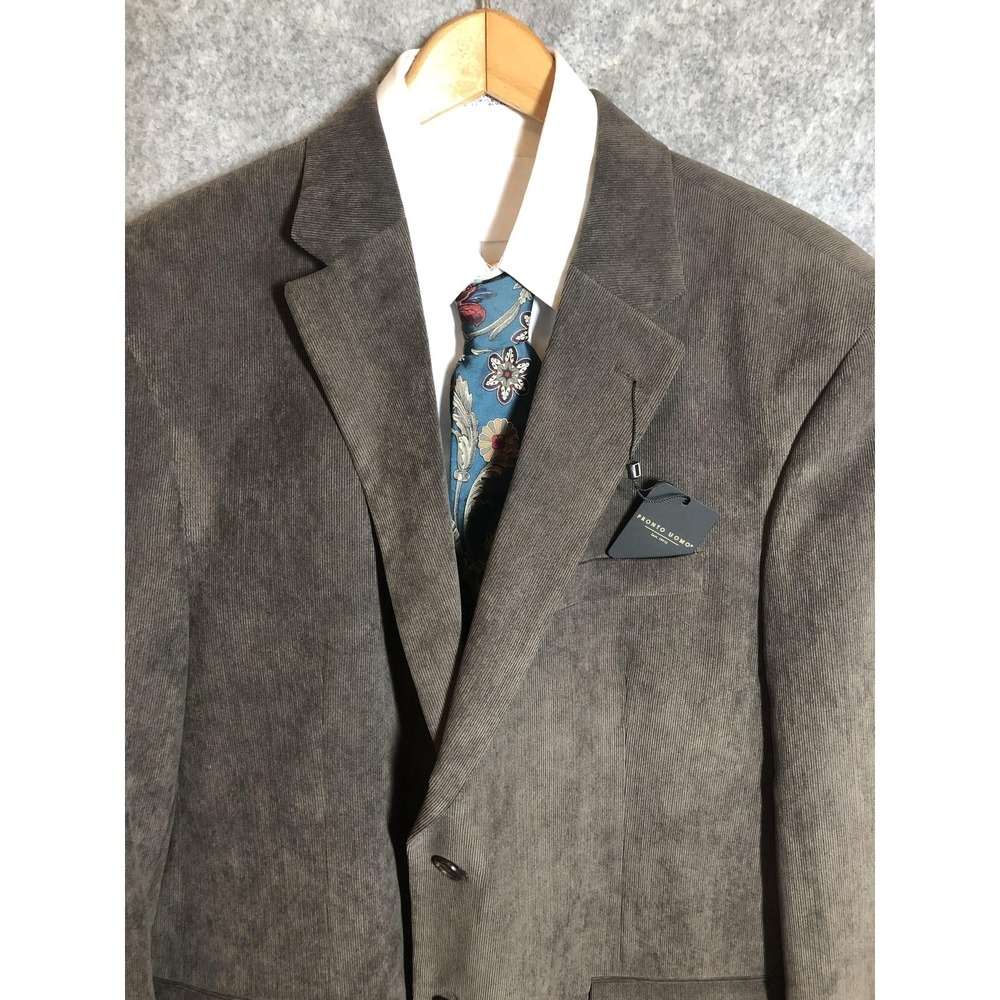 Pronto Uomo Blazer 46R Brown Corduroy Sport Coat 2 Button Notch Lapel w Tag